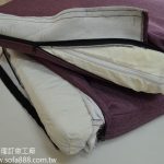 椅墊泡棉包覆絲棉,並車縫內裡